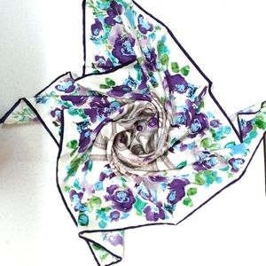 Scarf Purple Teal Grey Pearl Rolled Edges No Tag 32"x 32"